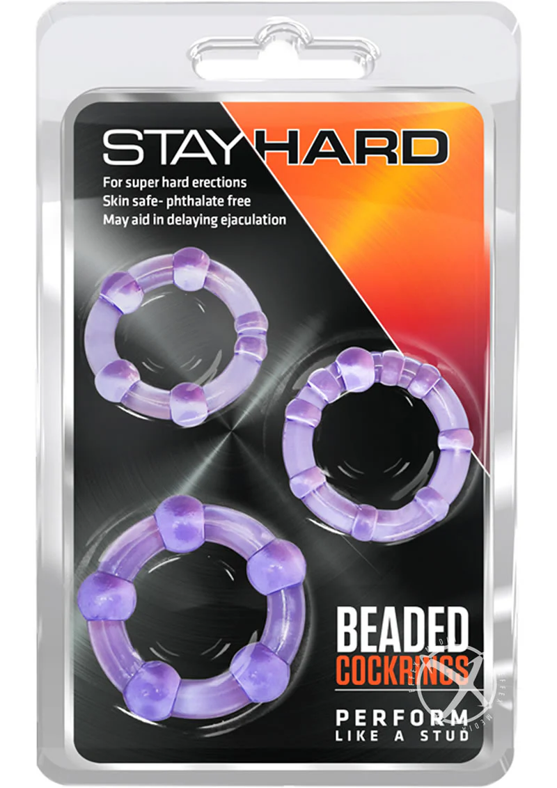 Stay Hard Beaded Cock Rings Textured And Flexible Black Rings - Image 12