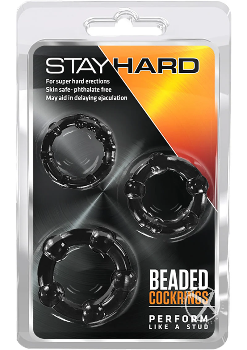 Stay Hard Beaded Cock Rings Textured And Flexible Black Rings - Image 9