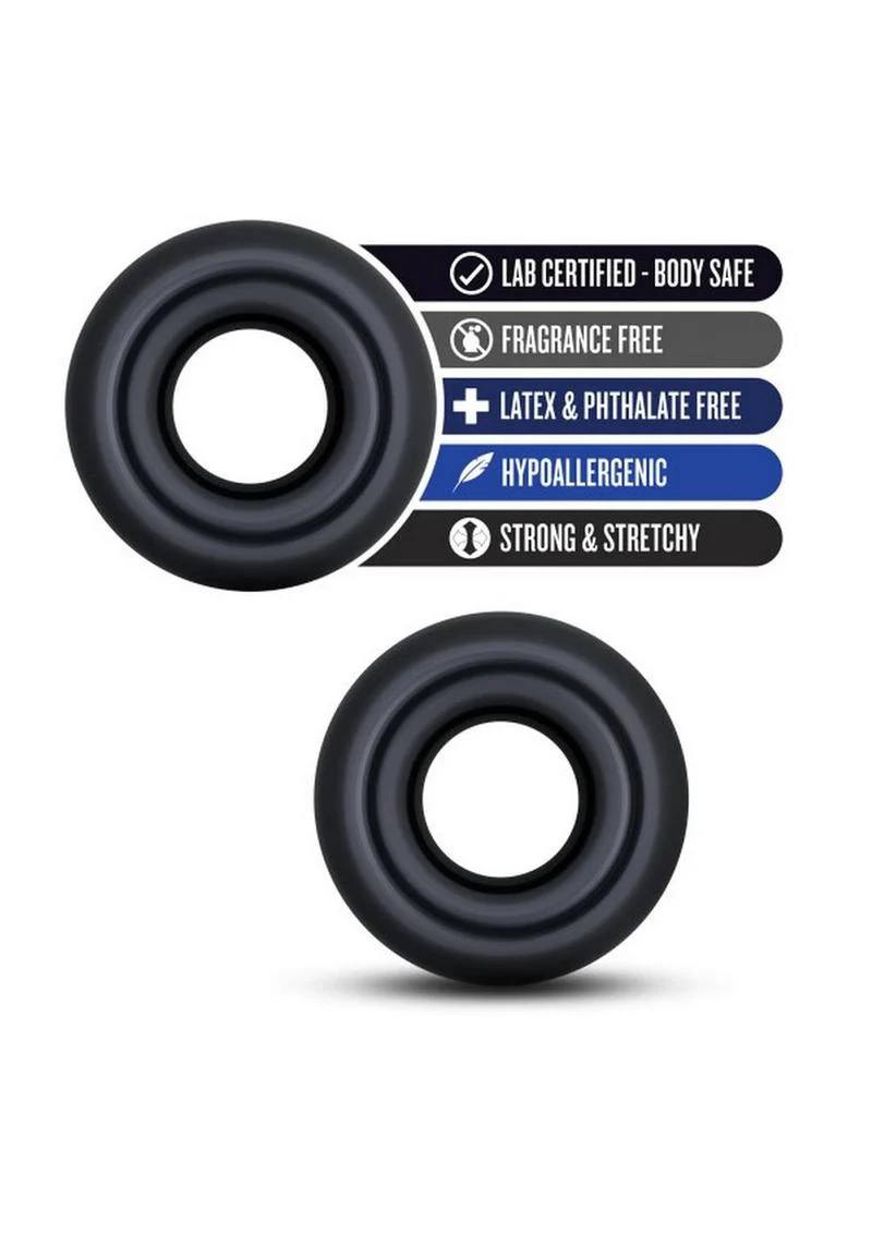 Stay Hard Donut Rings Oversized Stretchy And Body Safe Black Rings - Image 2