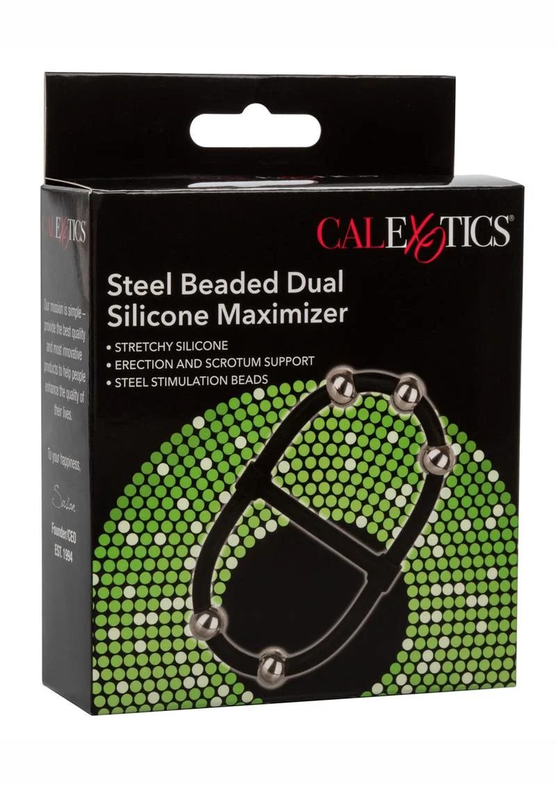 Steel Beaded Dual Silicone Maximizer Cock Ring - Image 4