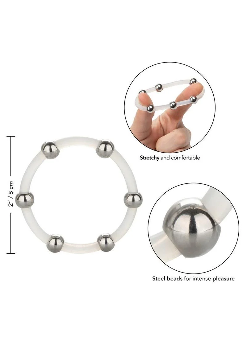 Steel Beaded Silicone Cock Ring - Image 4
