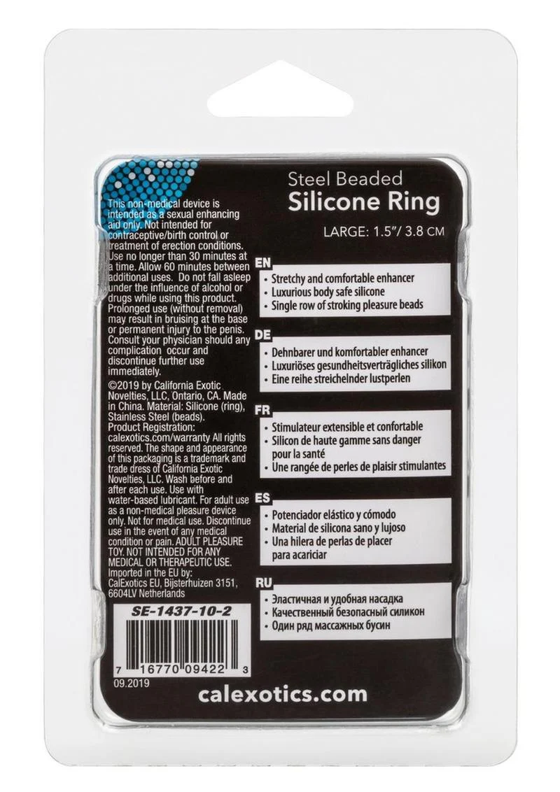 Steel Beaded Silicone Cock Ring - Image 5