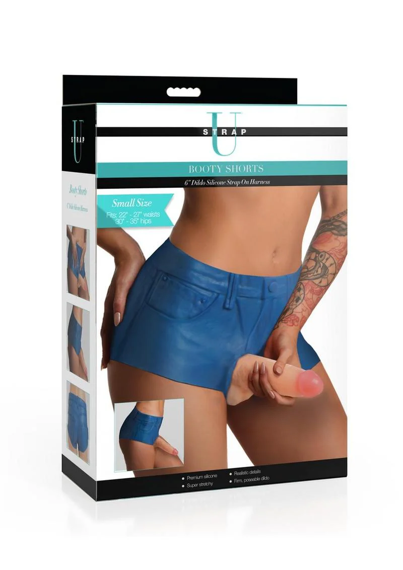Strap U Booty Shorts Strap-On Harness with 6 Inch Silicone Dildo - Image 6