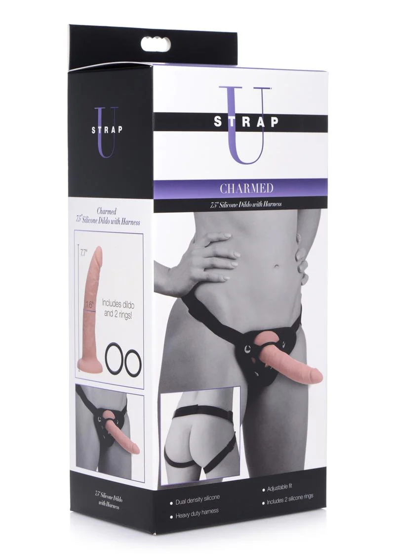 Strap U Charmed Vanilla Silicone Dildo with Adjustable Harness - Image 4
