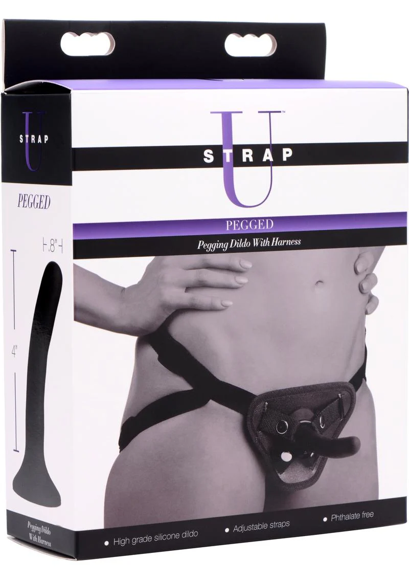 Strap U Pegged Silicone 5in Pegging Dildo with Harness - Image 4