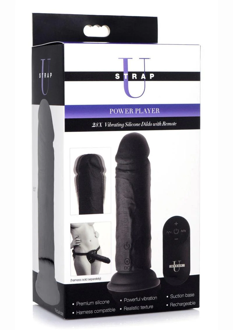 Strap U Power Player 28X Rechargeable Silicone Vibrating Dildo - Image 8