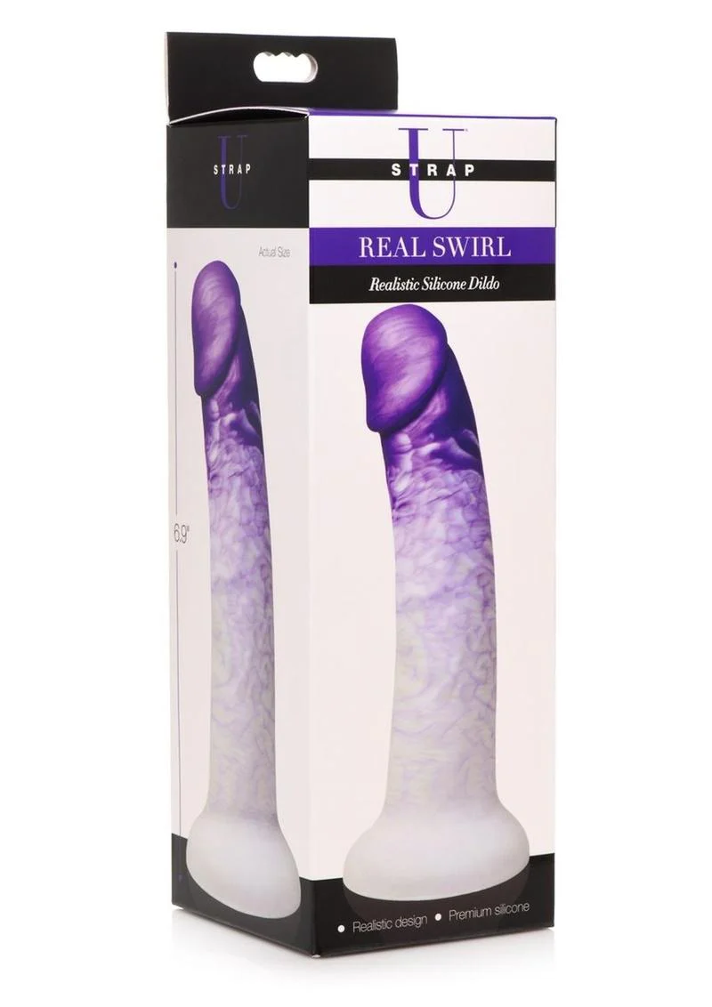 Strap U Real Swirl Silicone Dildo Realistic Veined Design - Image 8
