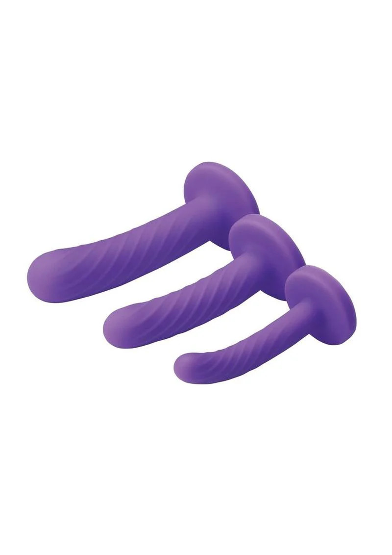 Strap U Tri-Play 3 Piece Silicone Dildo Set With Harness Compatible - Image 3
