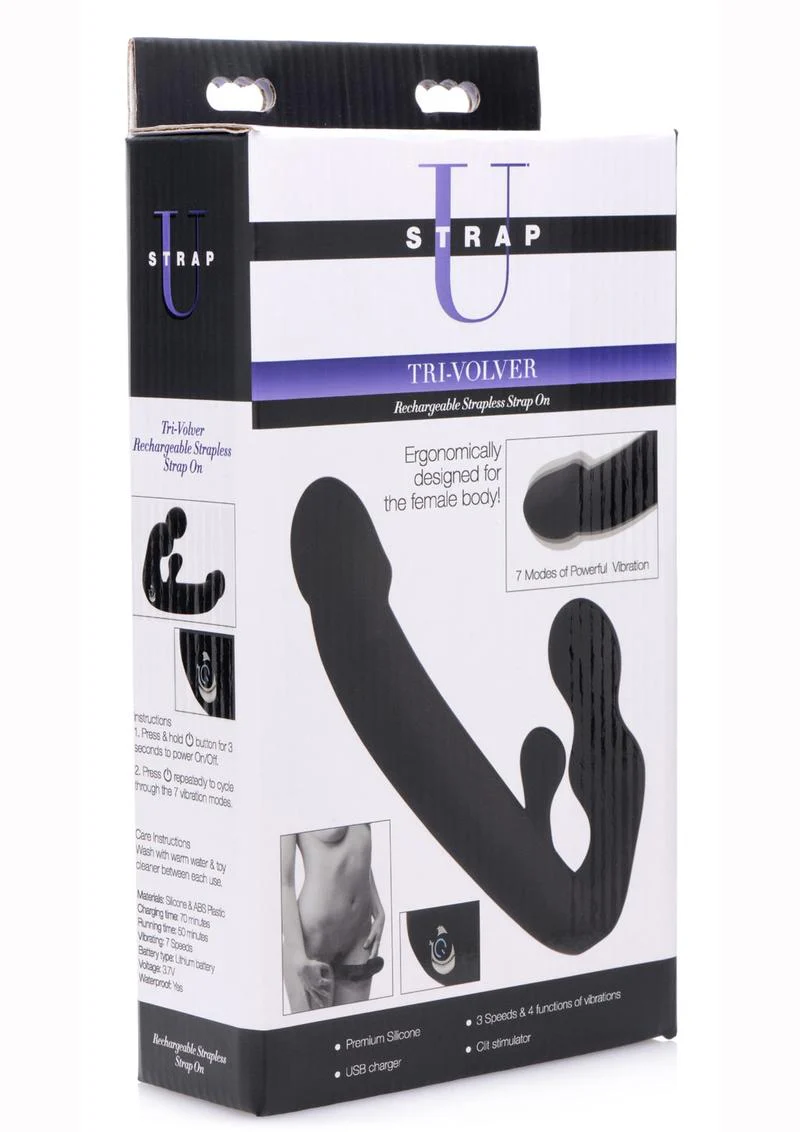 Strap U Tri-Volver Rechargeable Silicone Strapless Strap-On - Image 4