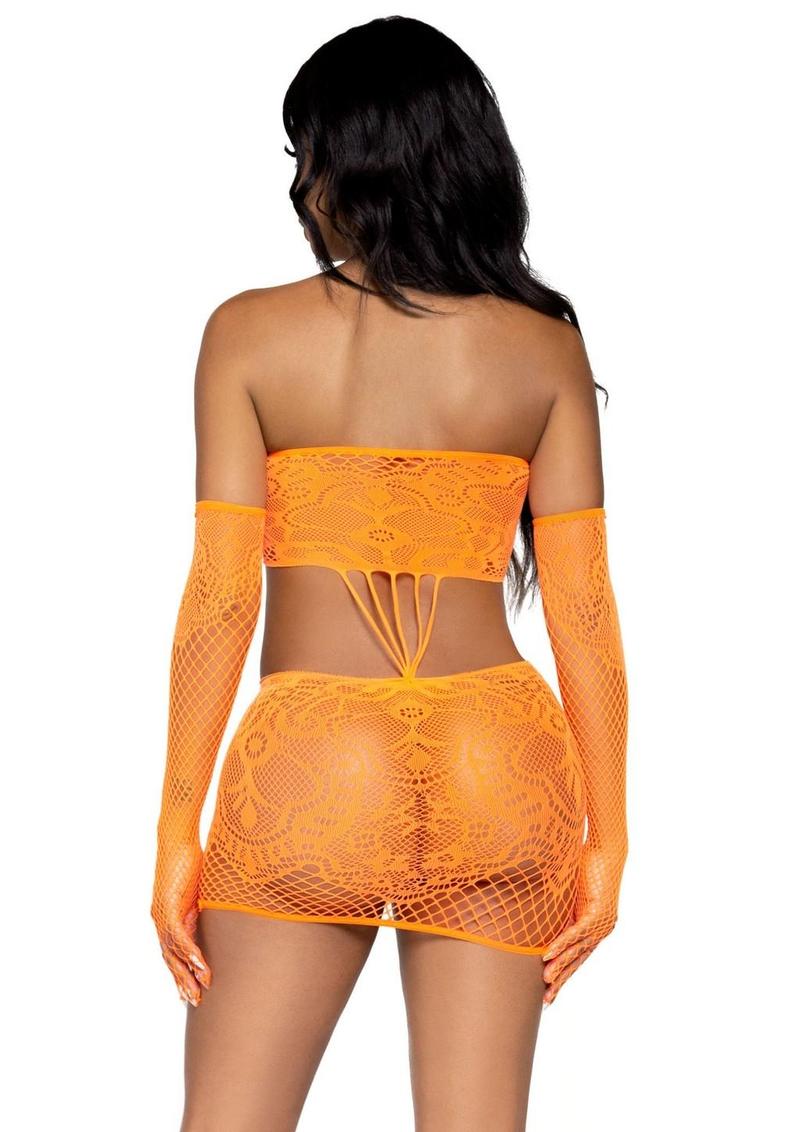 Strappy Lace Tube Dress and Matching Gloves - Image 5