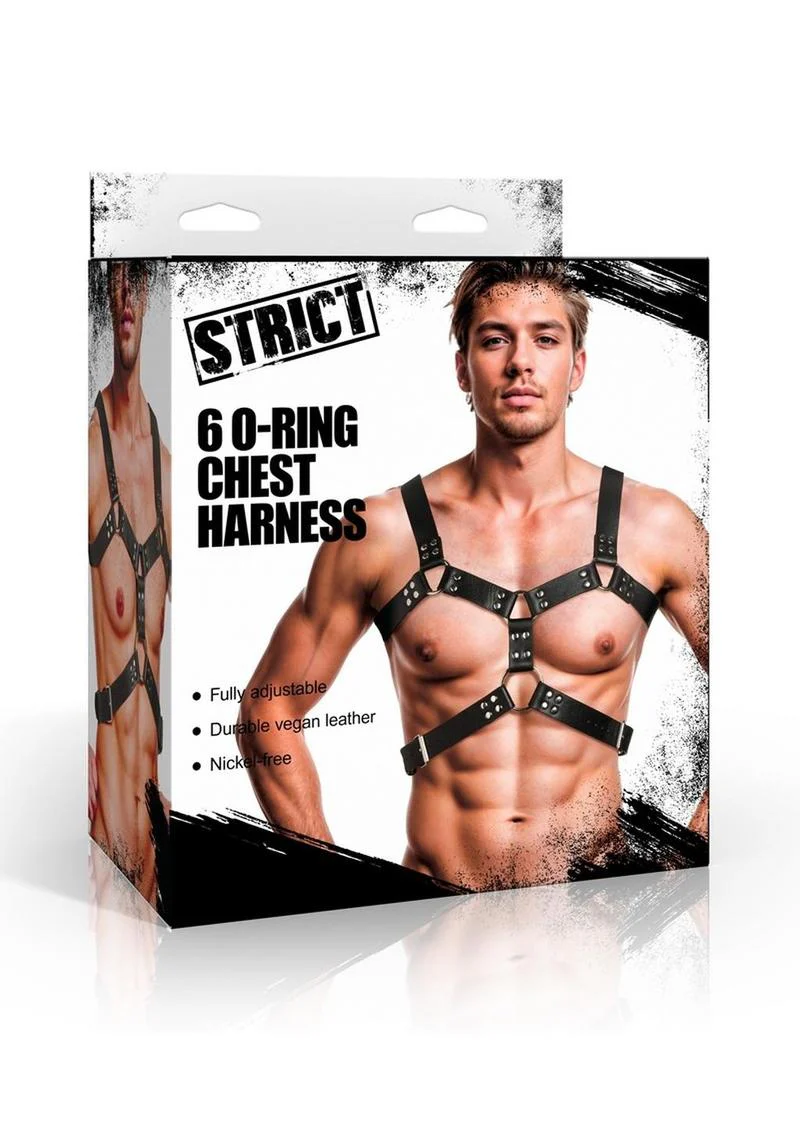 Strict 6 O-Ring Chest Harness Fully Adjustable Vegan Leather - Image 4