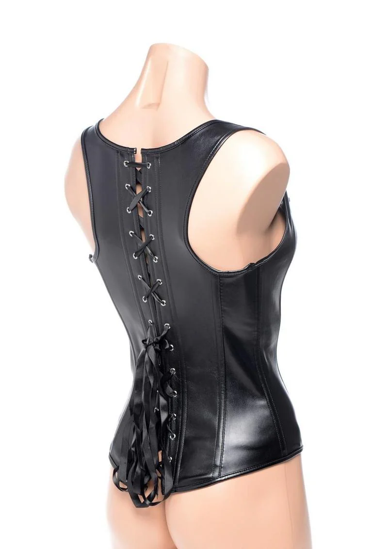 Strict Lace-Up Corset Vest and Thong - Image 3