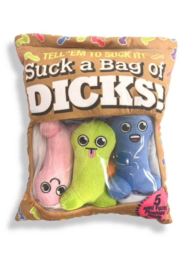 Suck a Bag of Dicks Pillow 5 Mini Fuzzy Plushies Inside - Image 3