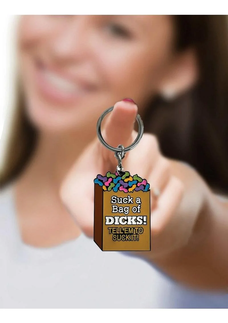 Super Fun Suck a Bag of Dicks Key Chain Naughty Gag Gift - Image 2