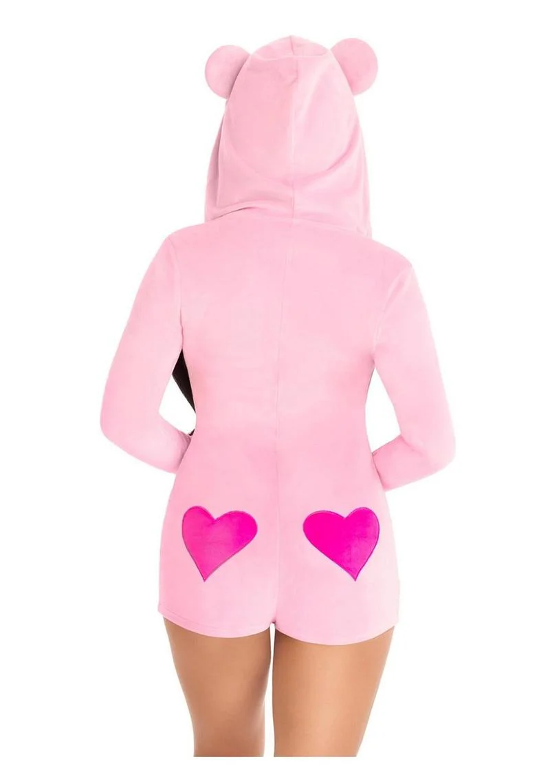 Sweetheart Bear Velvet Zip Up Romper with Heart Accent - Image 2