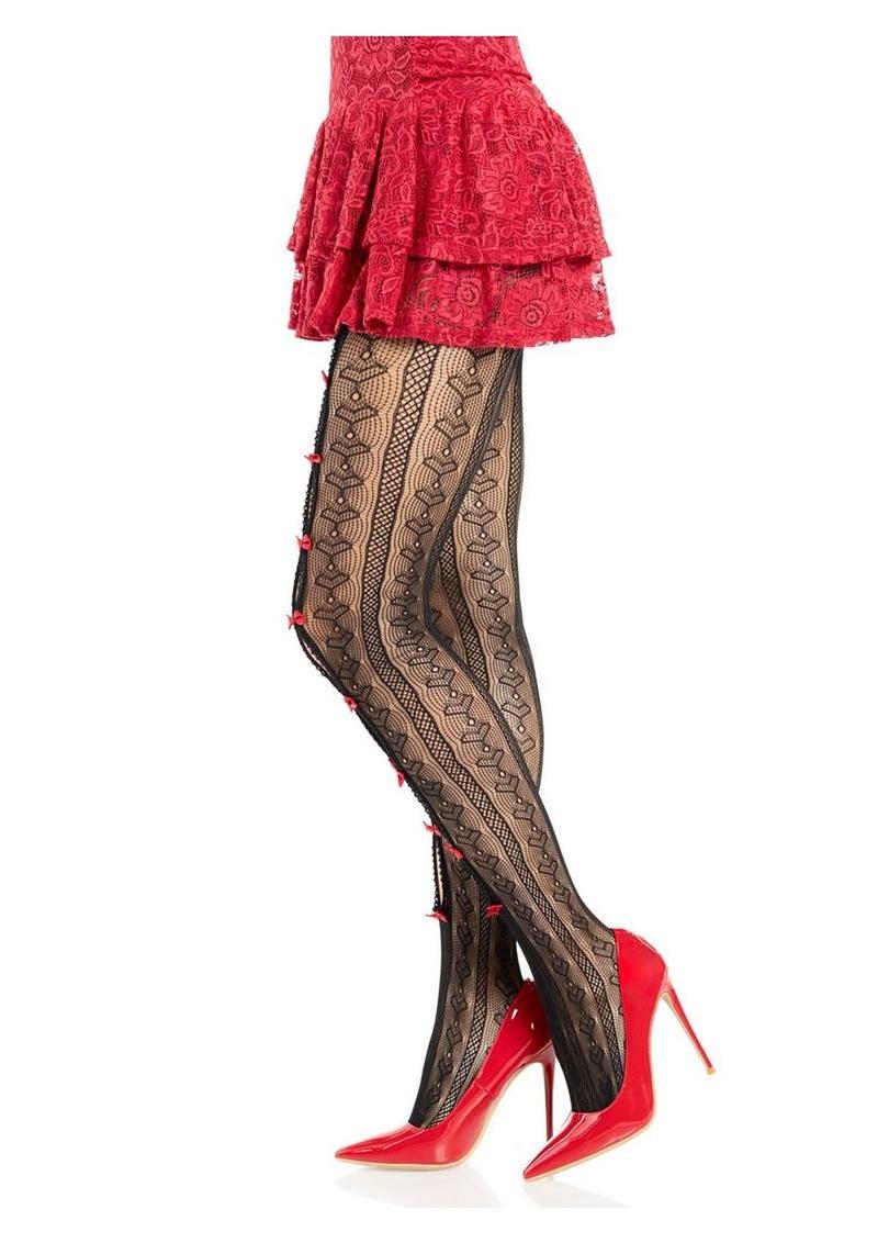 Sweetheart Striped Fishnet Tights - Image 3