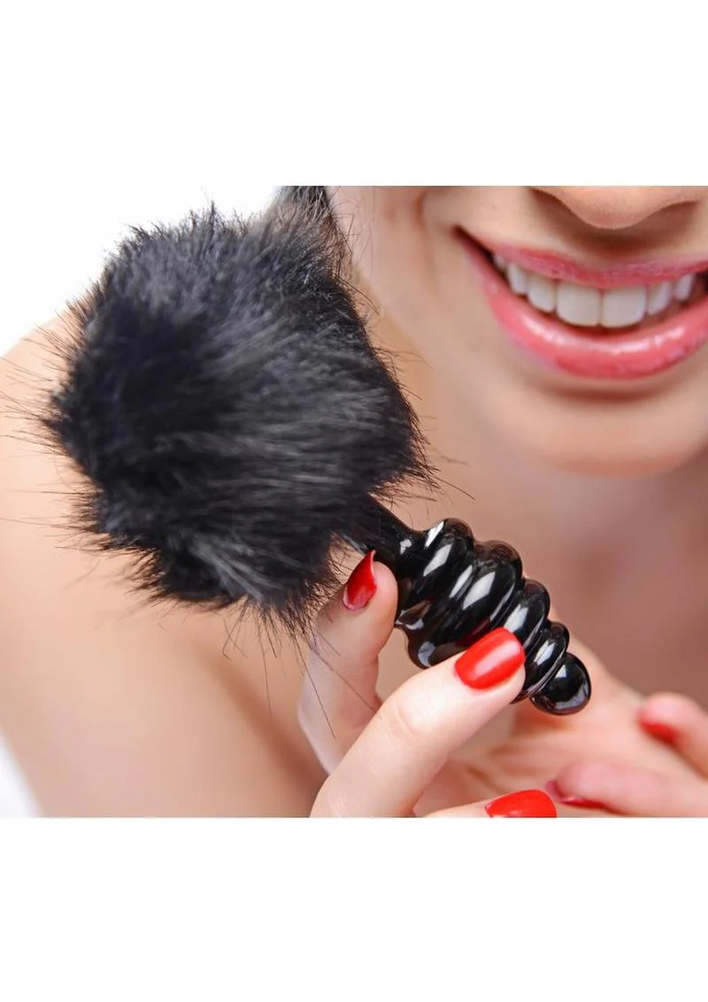 Tailz Black Bunny Tail Anal Plug Faux Fur Anal Plug - Image 3