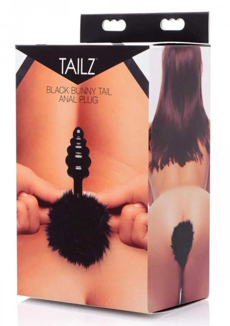 Tailz Black Bunny Tail Anal Plug Faux Fur Anal Plug - Image 4