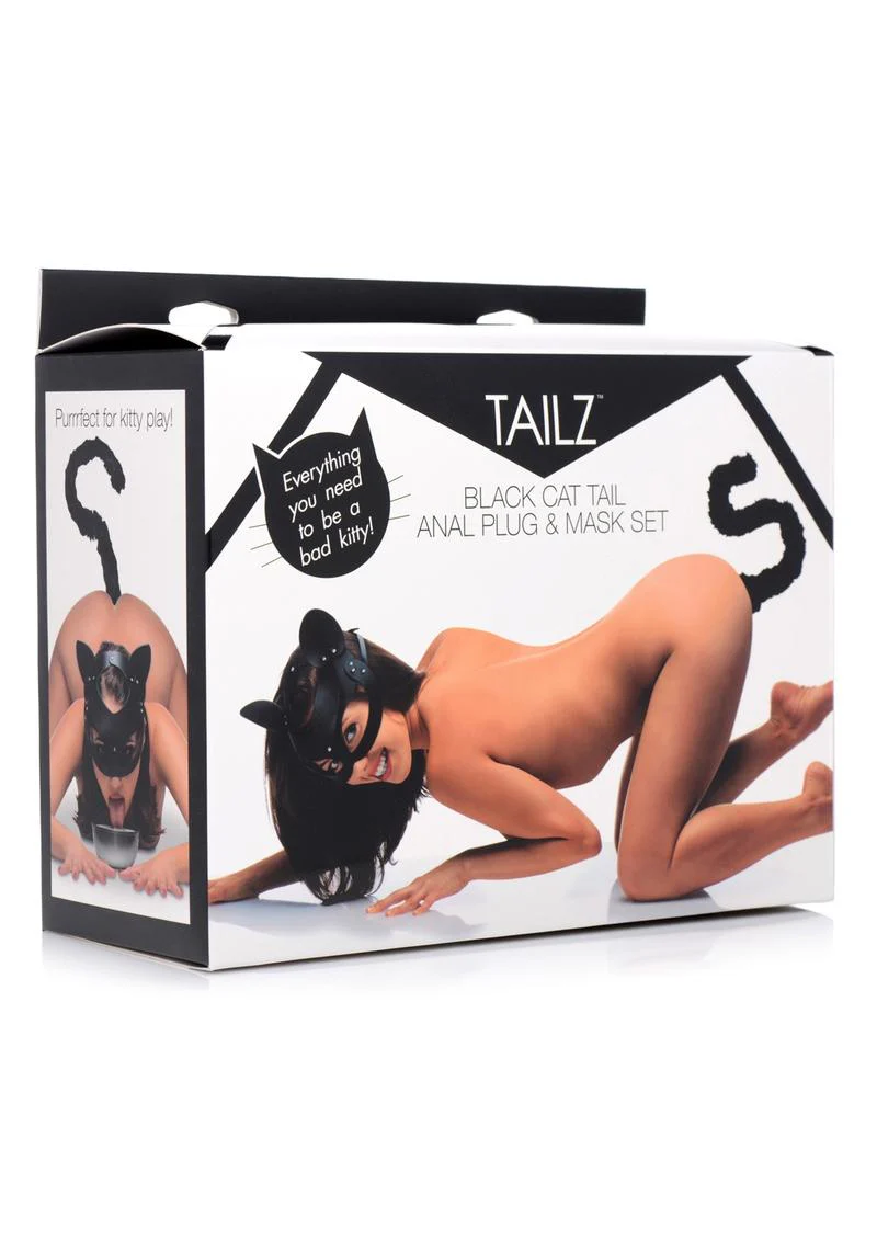 Tailz Black Purrfect  Cat Tail Anal Plug & Mask Set - Image 4
