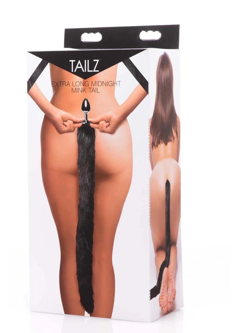 Tailz Extra Long Midnight Mink Tail Anal Plug Luxurious Faux Fur - Image 4