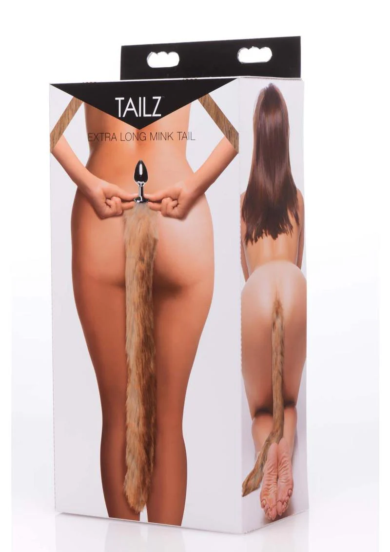 Tailz Extra Long Mink Tail with Butt Plug Sensual and Brown Faux Fur - Image 4