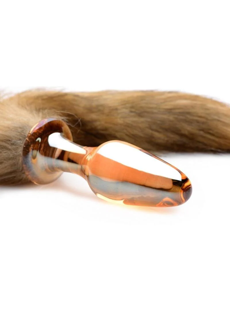 Tailz Fox Tail Anal Plug Orange Glass Plug Realistic Faux Fur Tail - Image 2
