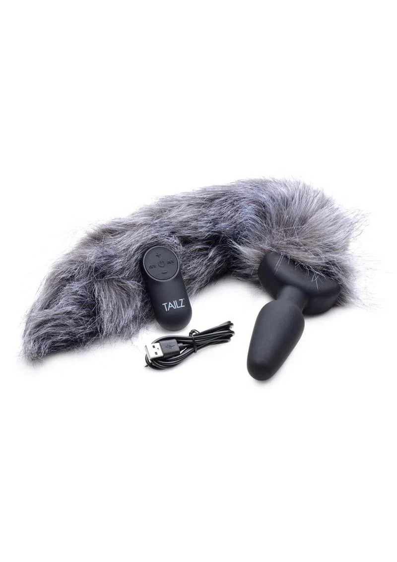 Tailz Vibrating Grey Fox Tail Anal Plug Powerful Vibrations - Image 3