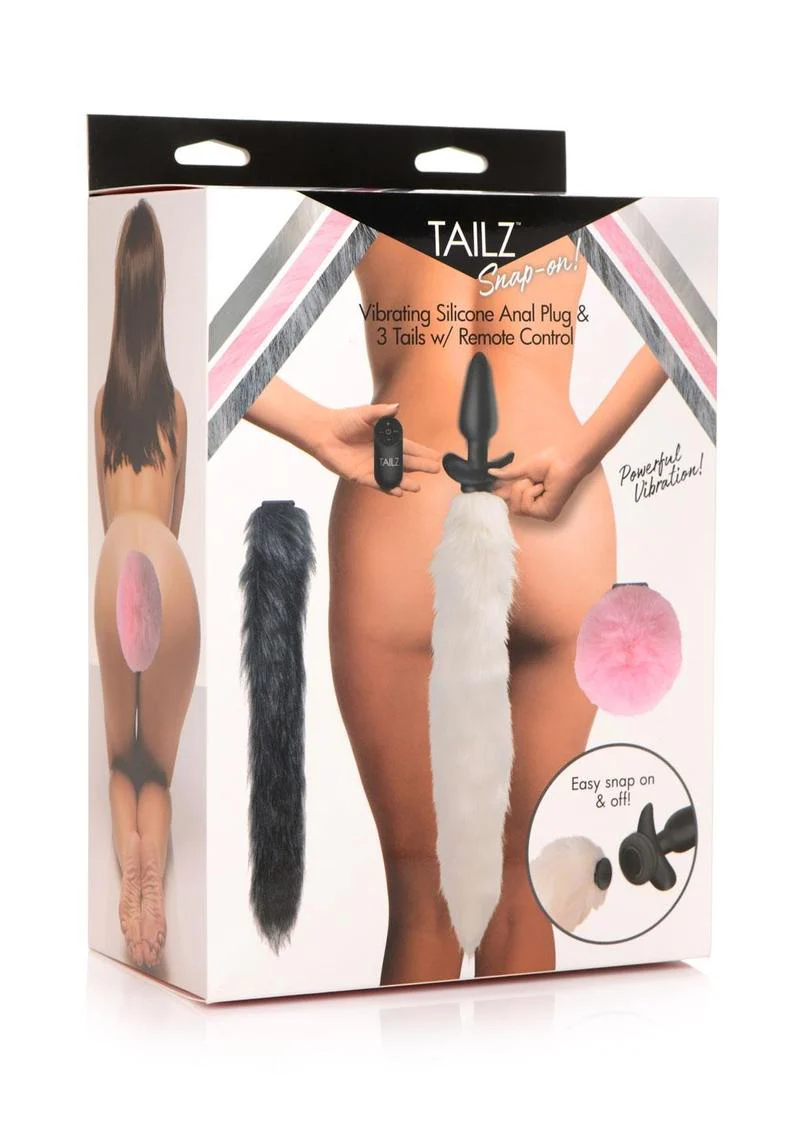 Tailz Vibrating Silicone Anal Plug Set with 3 Tails and Remote Control - Image 3