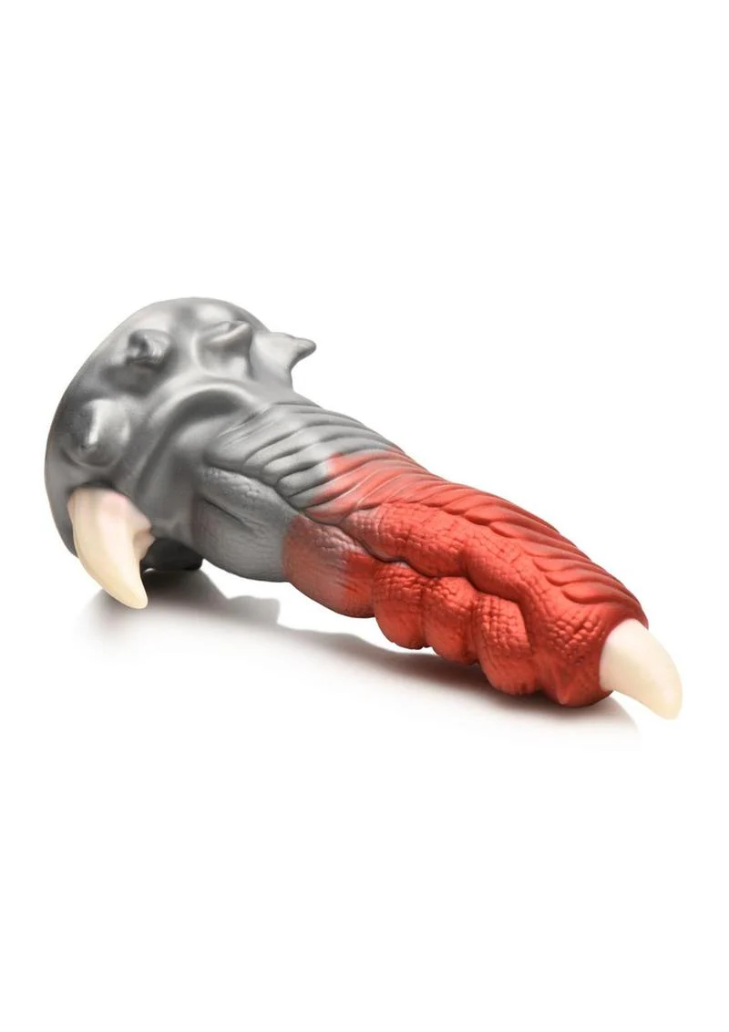 Talon White Silicone Dildo Silver Dragon Design - Image 2