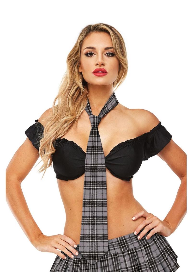 Teacher's Pet Schoolgirl Plaid Tie Pink - Image 6