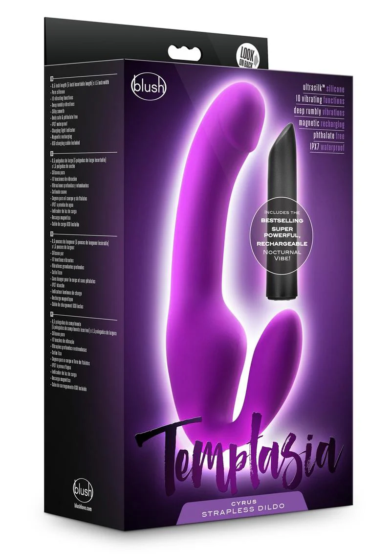 Temptasia Cyrus Purple Silicone Strapless Vibrating Dildo - Image 4