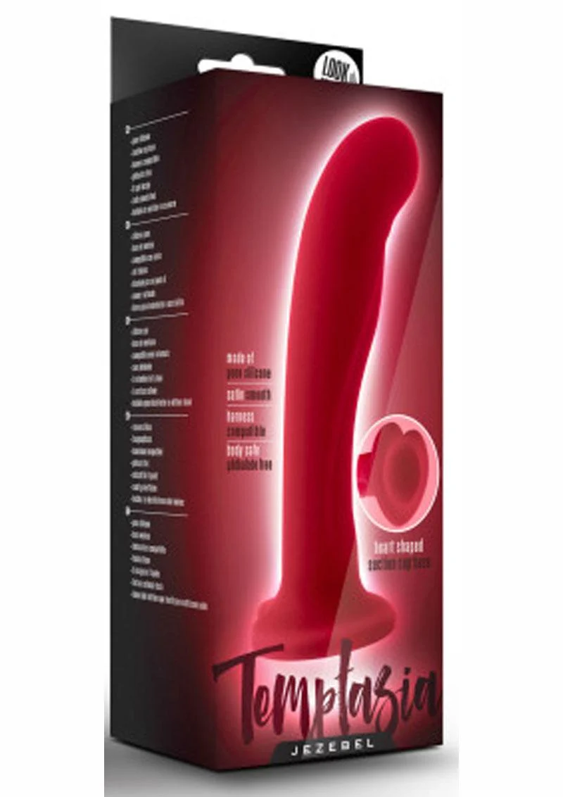 Temptasia Jezebel Silicone Dildo 6in Crimson with Curved Tip - Image 4