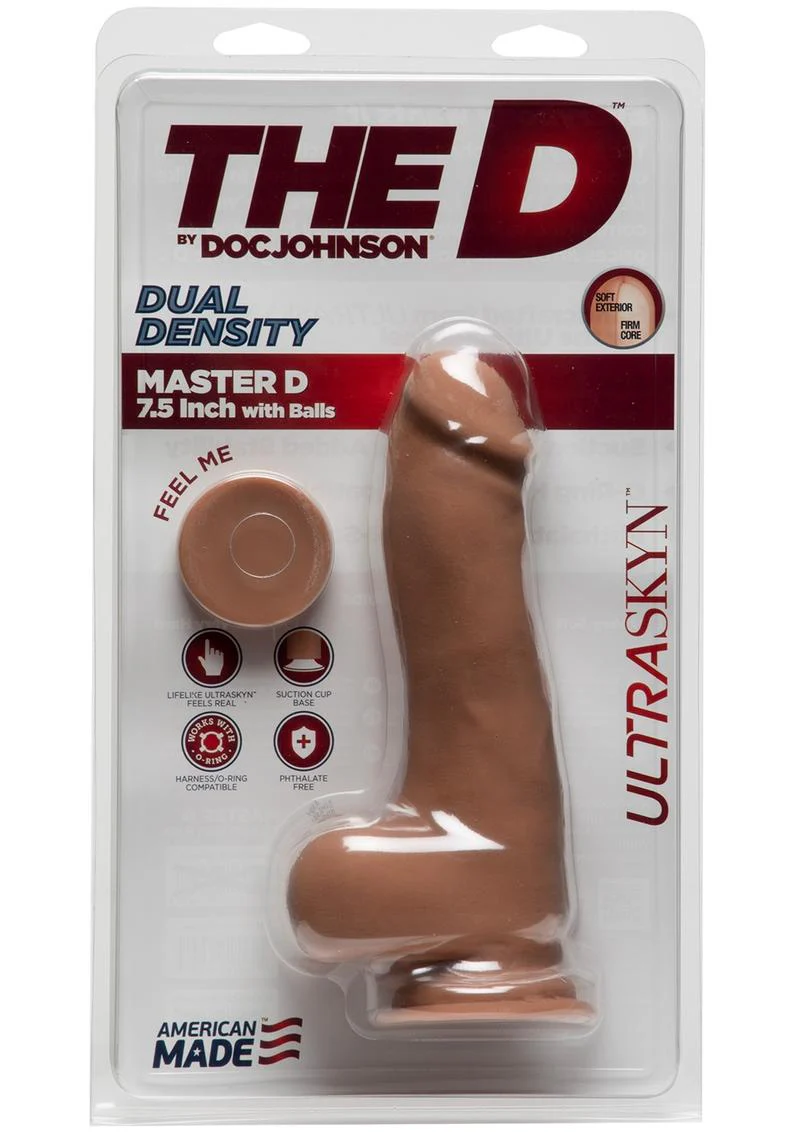 The D by Doc Johnson Master D Dual Density Dildo with Balls ULTRASKYN - Image 6