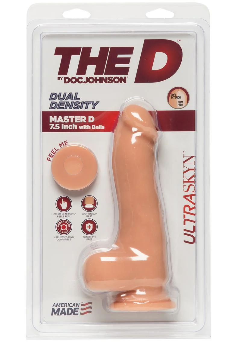 The D by Doc Johnson Master D Dual Density Dildo with Balls ULTRASKYN - Image 8