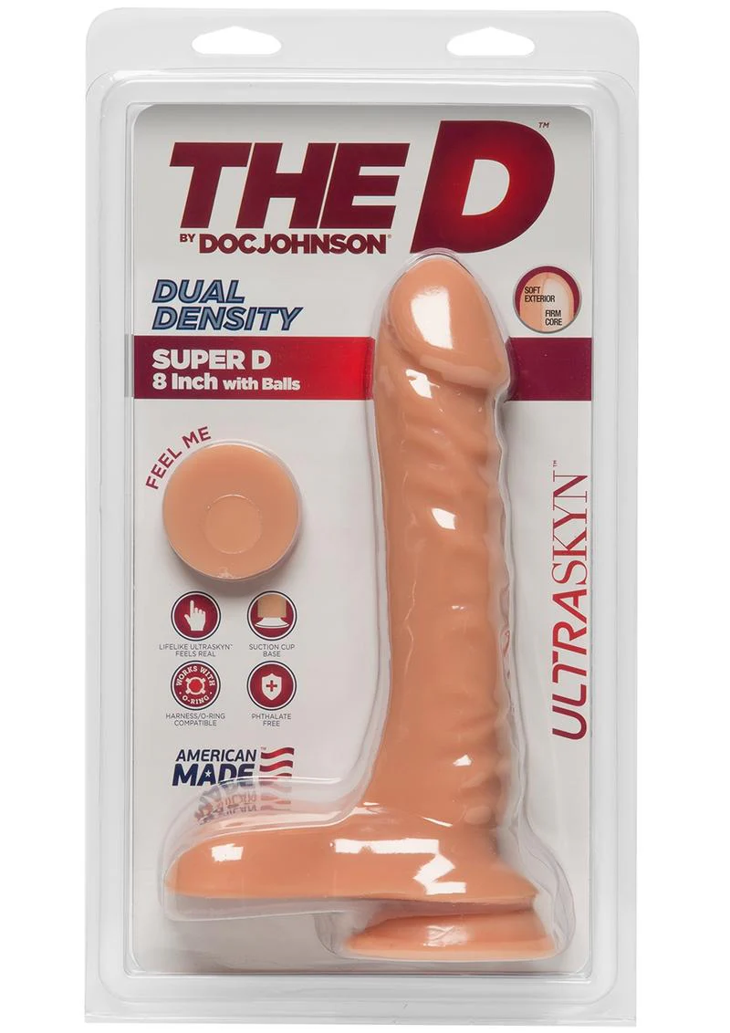 The D by Doc Johnson Super D Dual Density Dildo with Balls - Image 13