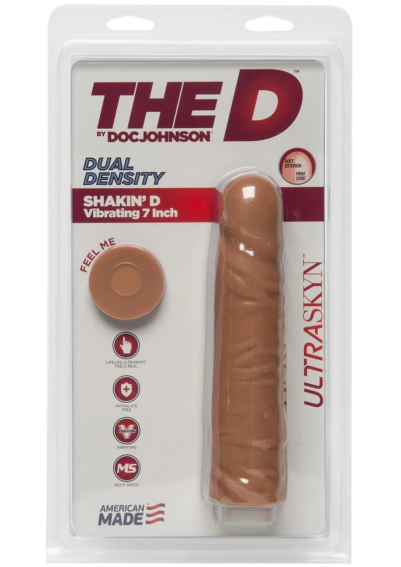 The D Shakin’ D Ultraskyn Vibrating Dildo With Dual Density Material - Image 4