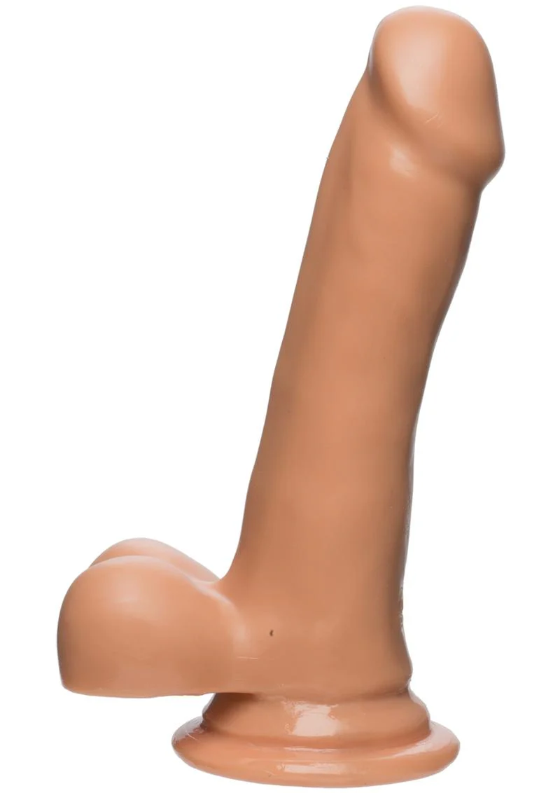 The D Slim D FirmSkyn 6 Inch Dildo with Balls Caramel - Image 3