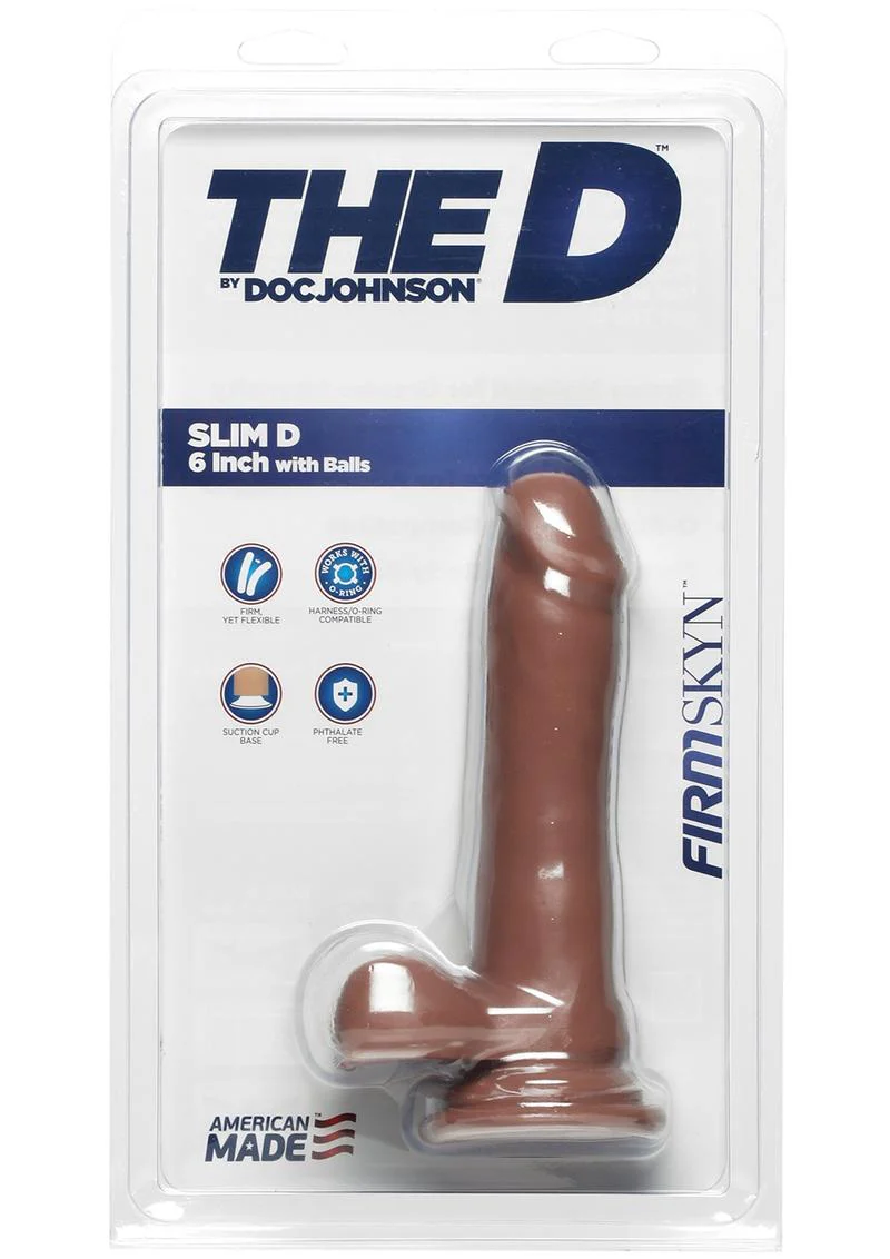 The D Slim D FirmSkyn 6 Inch Dildo with Balls Caramel - Image 5