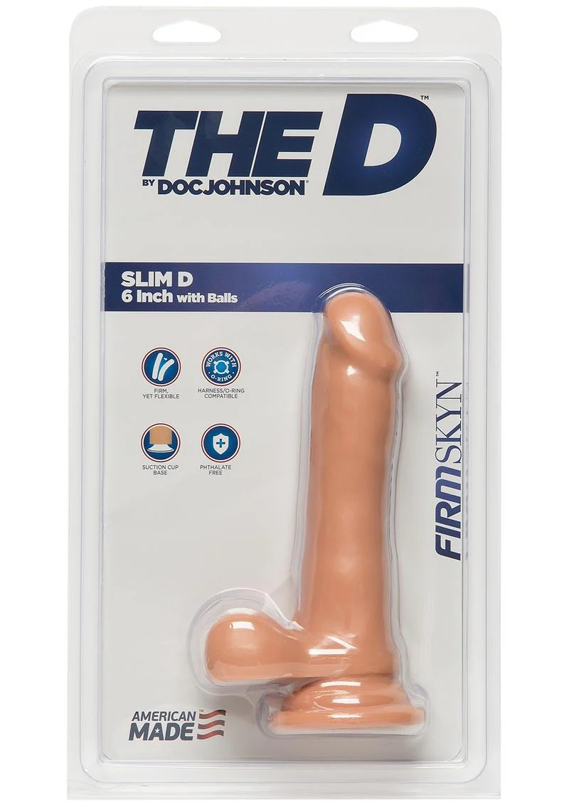 The D Slim D FirmSkyn 6 Inch Dildo with Balls Caramel - Image 6