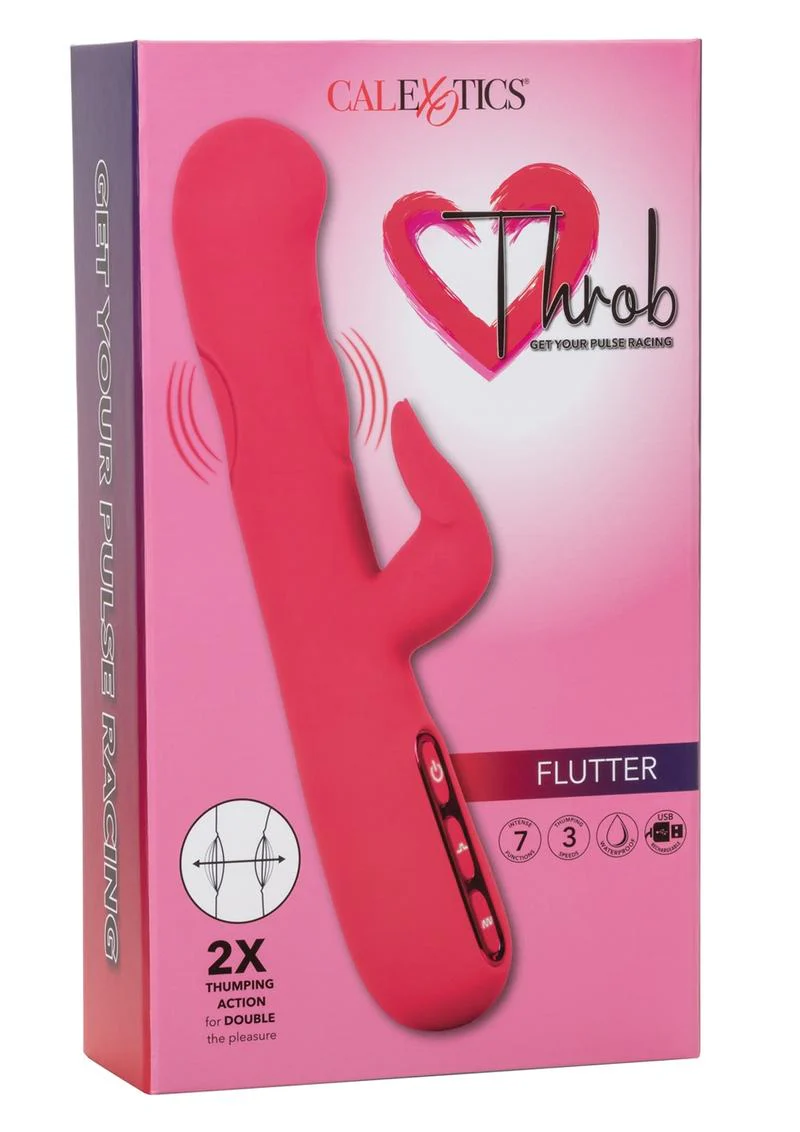 Throb Flutter Silicone Rechargeable Vibrator 2X Thumping Action - Image 4