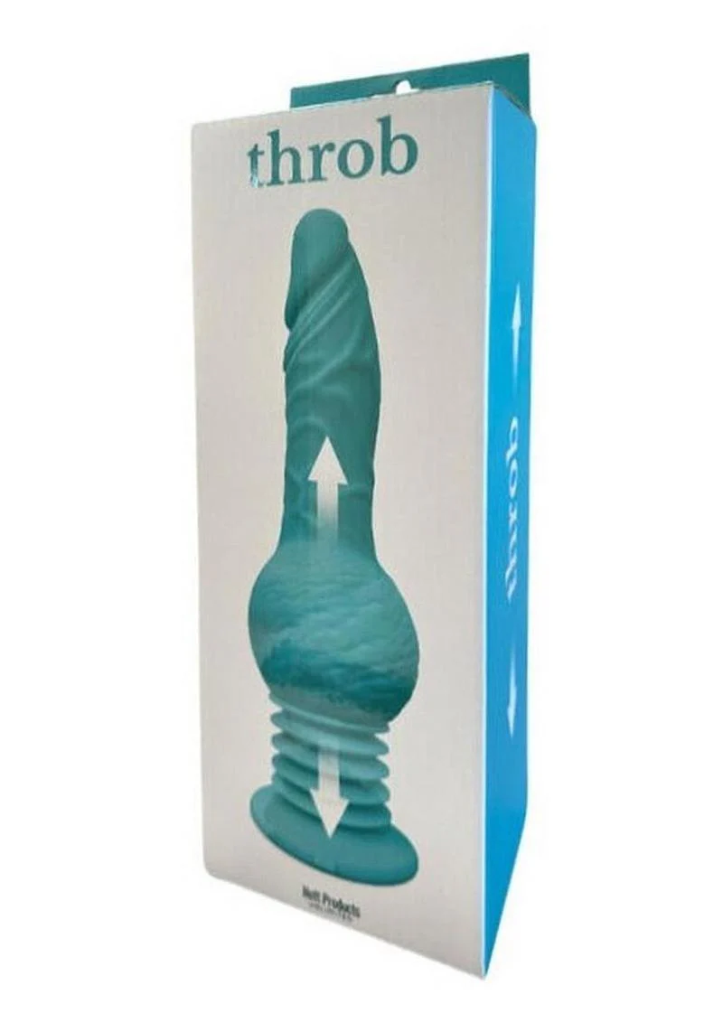 Throb Teal Thrusting Dildo With Dynamic Balls And Suction Base - Image 2