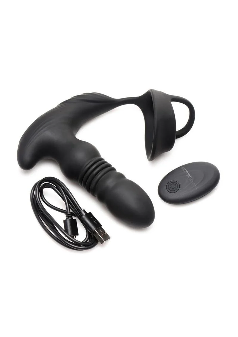 Thrusting Silicone Plug with Cock and Ball Strap - Image 2