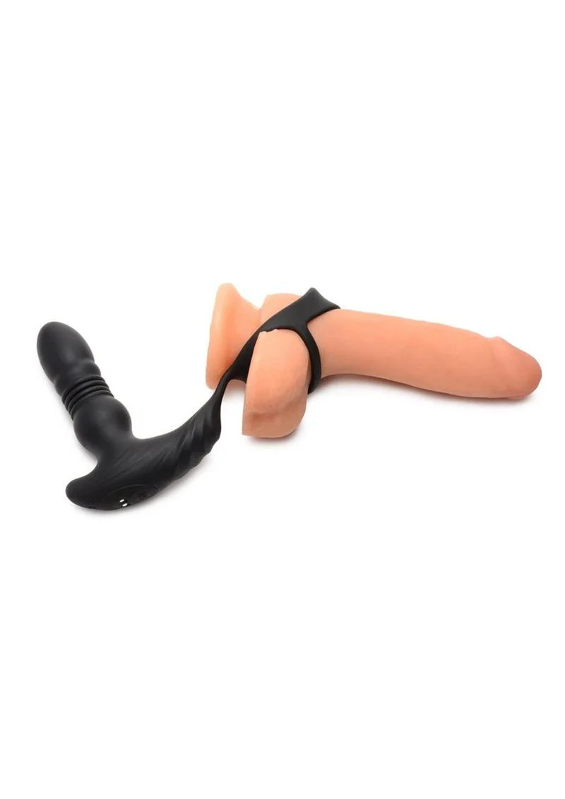 Thrusting Silicone Plug with Cock and Ball Strap - Image 3