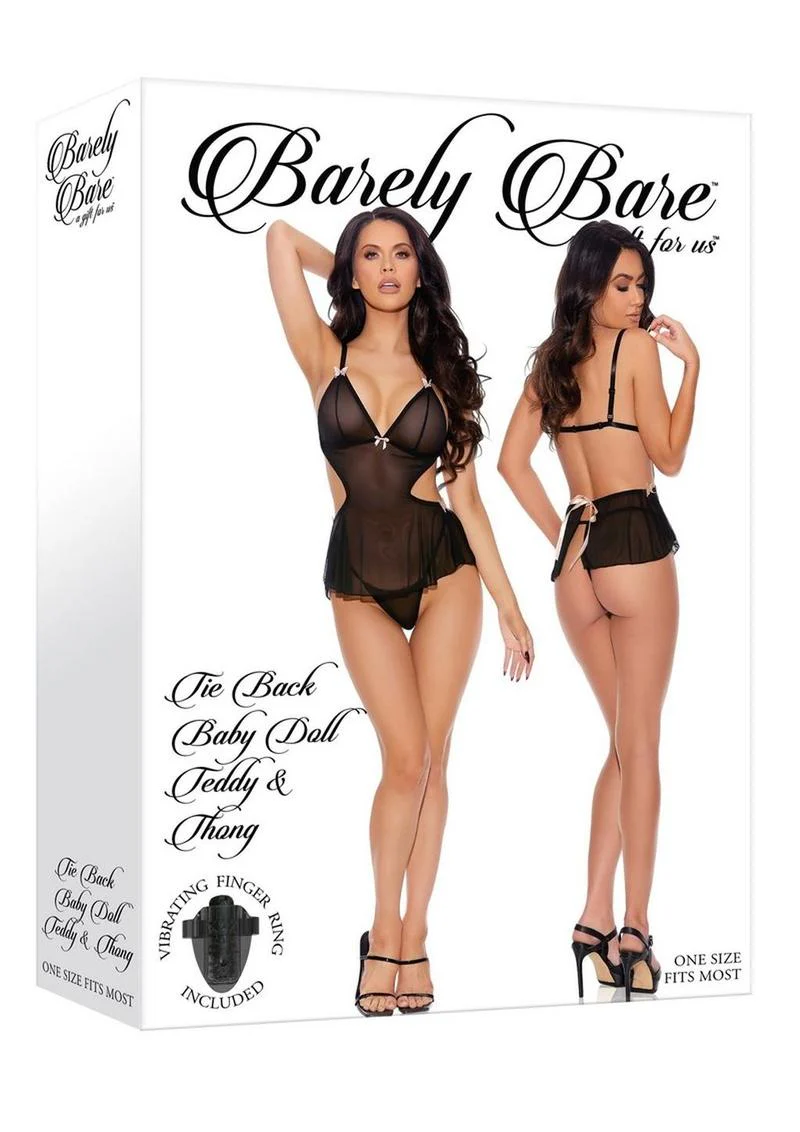 Tie Back Baby Doll Teddy And Thong - Image 5
