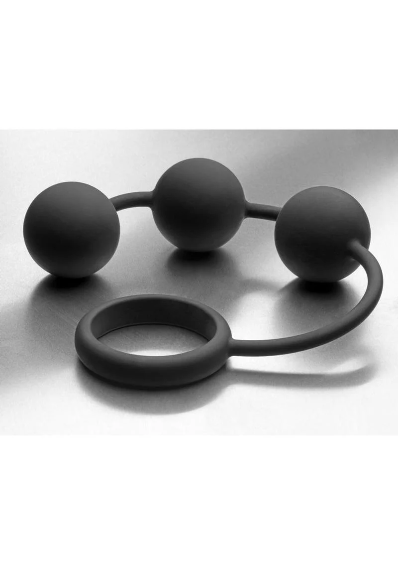 Tom of Finland Silicone Cock Ring with 3 Weighted Balls - Image 2