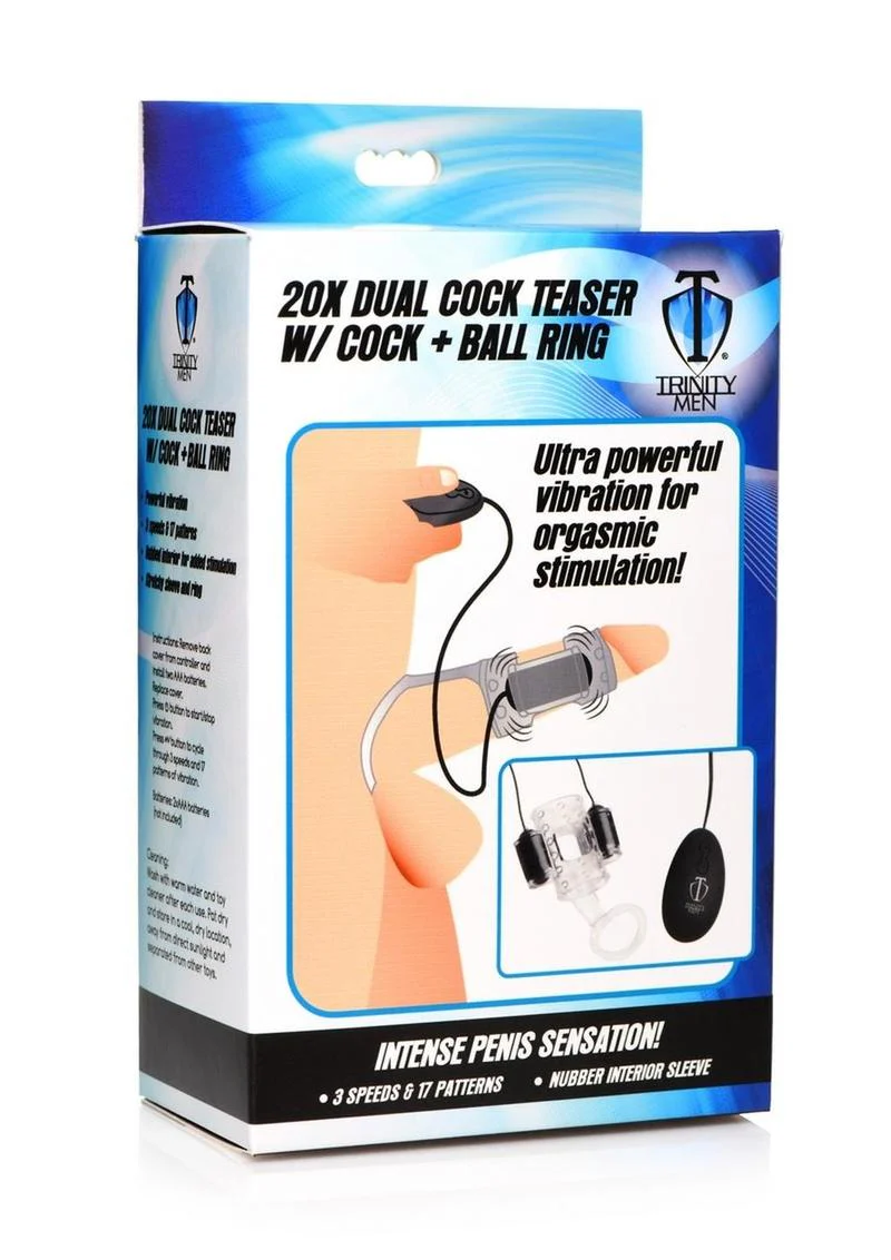 Trinity Men 20X Dual Cock Teaser with Cock And Ball Ring - Image 3