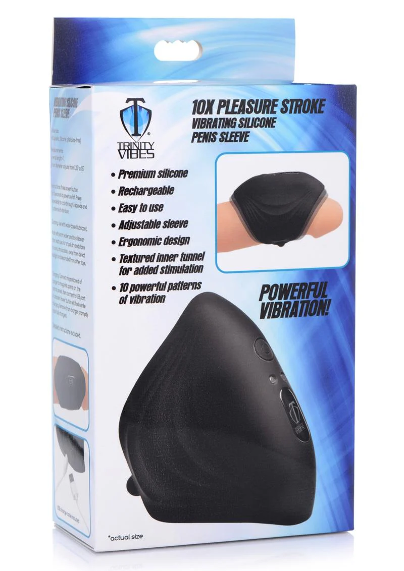 Trinity Vibes 10X Pleasure Stroke Vibrating Silicone Penis Sleeve - Image 4