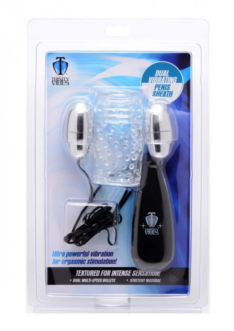Trinity Vibes Dual Vibrating Penis Sheath with Wired Remote Control - Image 4