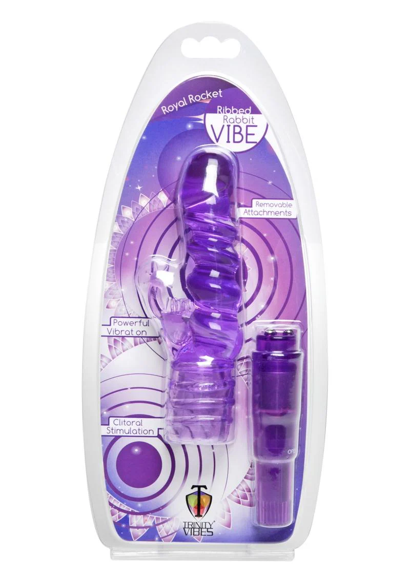 Trinity Vibes Royal Rocket Ribbed Rabbit Vibrator - Image 4