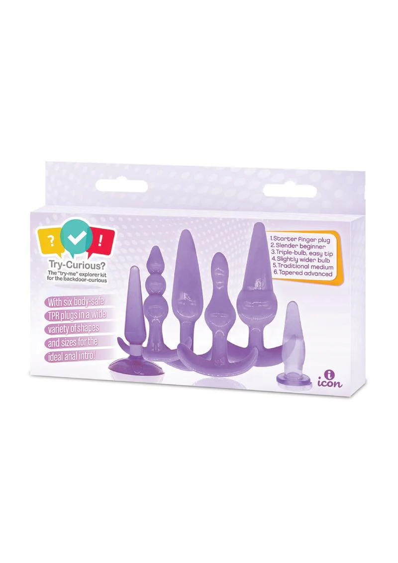 Try-Curious Anal Plug Kit 5 Body-Safe TPR Plugs and Beads - Image 6